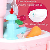 玩具厨房配件玩具,34 件背包假装玩具,带可拆卸模拟道具和水龙头 2 合 1 背包玩具,易于存放,有趣的幼儿烹饪玩具