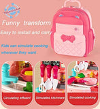 玩具厨房配件玩具,34 件背包假装玩具,带可拆卸模拟道具和水龙头 2 合 1 背包玩具,易于存放,有趣的幼儿烹饪玩具