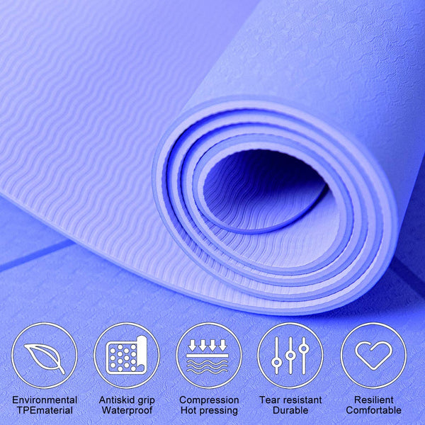 Extra-Large Wide TPE Yoga Mat With Alignment Lines | Non-Slip - View #3