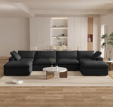 6pc Cloud Modular Sectional With 2 Storage Ottomans in Black