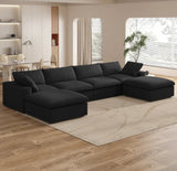 6pc Cloud Modular Sectional With 2 Storage Ottomans in Black