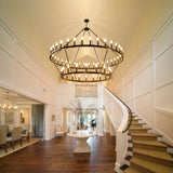 54-Lights Wagon Wheel Chandelier,2 Tier Extra Large Farmhouse Chandelier
