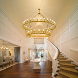 54-Lights Wagon Wheel Chandelier,2 Tier Extra Large Farmhouse Chandelier