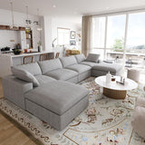 6pc Cloud Modular Sectional With 2 Storage Ottomans in Black