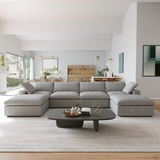 6pc Cloud Modular Sectional With 2 Storage Ottomans in Black