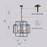 4 - LIGHT LANTERN RECTANGLE CHANDELIER