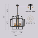 4 - LIGHT LANTERN RECTANGLE CHANDELIER
