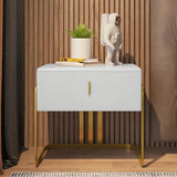 20" Transito Modern Nightstand with One Drawer, PU Leather, Titanium Legs